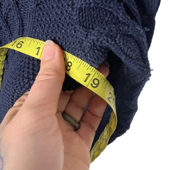 CAbi Deep Blue Cable Knit Double Zip Pullover Sweater Medium - Picture 8 of 8